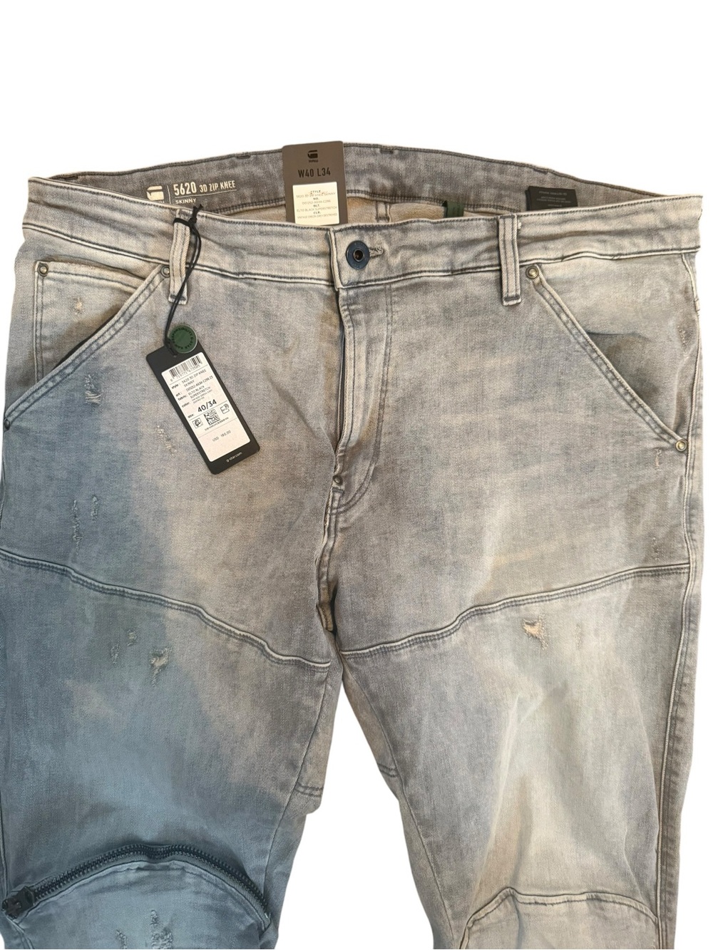 Men’s G Star RAW 5620 3D Zip Knee Skinny jeans gray wash NWT Size 40/34 - Picture 2 of 16